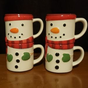 Hallmark Snowman stackable coffee mugs